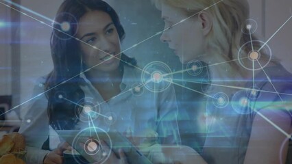 Poster - Animation of network of connections over biracial female doctor and patient