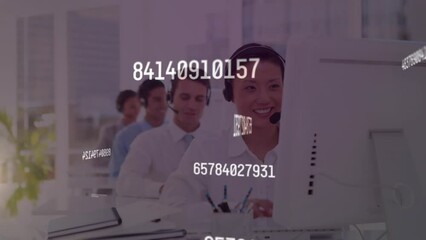 Poster - Animation of data processing over diverse business people in office