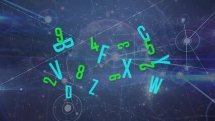 Aufkleber - Animation of data processing over globe and letters