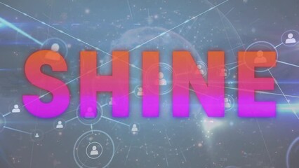 Aufkleber - Animation of data processing over shine text and globe