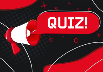 Poster - Quiz. Hand Holding Megaphone With Speech Bubble