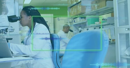 Poster - Animation of data processing over african american scientists in lab