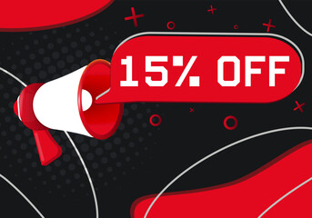 Leinwandbilder - 15 Percent Off. Hand Holding Megaphone With Speech Bubble