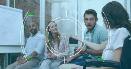 Poster - Animation of scope scanning over diverse business people in office