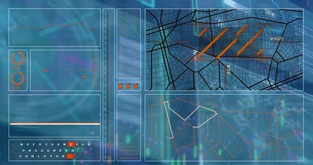 Poster - Animation of data processing over blue background