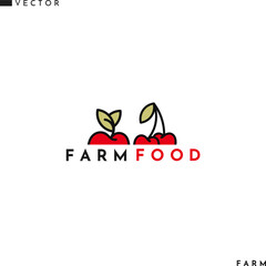 Wall Mural - Farm food logo. Natural fruit