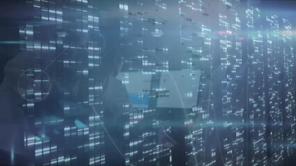 Poster - Animation of connections, lights and data processing in navy digital space