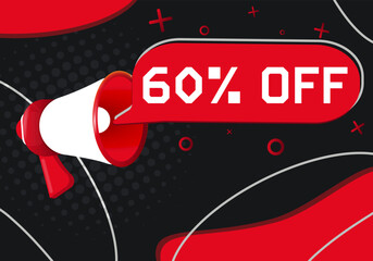 Leinwandbilder - 60 Percent Off. Hand Holding Megaphone With Speech Bubble