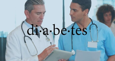 Poster - Animation of diabetes text over diverse doctors