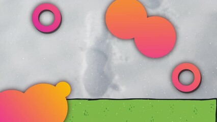 Poster - Animation of shapes and snow falling over footsteps on snow