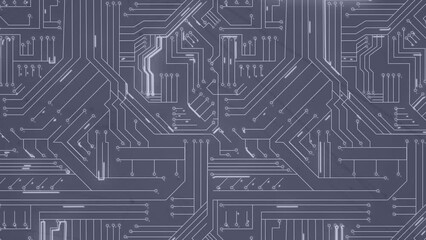 Poster - Animation of light trails over microprocessor connections against grey background