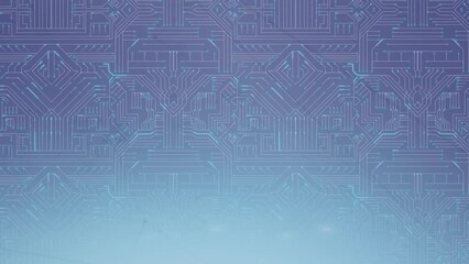 Poster - Animation of light trails over microprocessor connections against gradient blue background