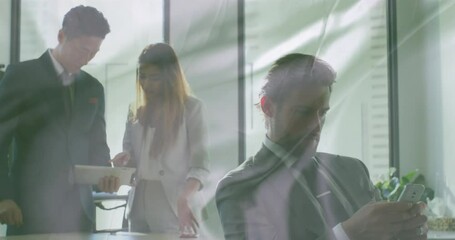 Poster - Animation of shapes over diverse business people