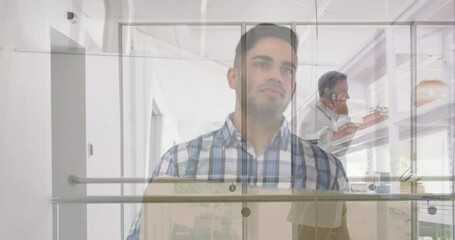 Poster - Animation of diverse business people at office
