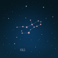 Wall Mural - constellation virgo zodiac sign in starry sky. open space. vector illustration virgo constellation i