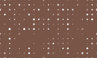 Poster - Seamless background pattern of evenly spaced white piggy bank symbols of different sizes and opacity. Vector illustration on brown background with stars