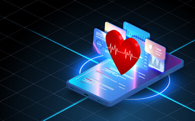 Poster - online doctor and medical consultation. pharmaceutical research laboratory with scientists working t