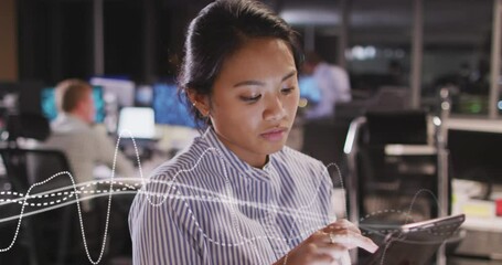 Poster - Animation of data processing over diverse business people in office