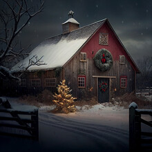 Christmas Barn In The Snow