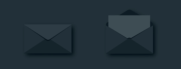 Poster - Vector envelope. Black opened envelope isolated on a background. Realistic vector illustration.