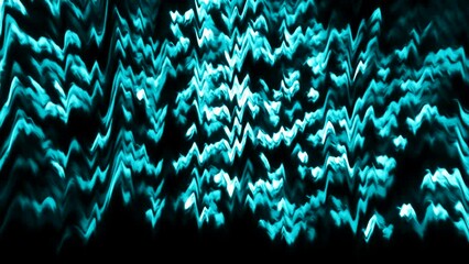 Poster - Shimmering curved stripes in motion on black background. Motion. Rotating pattern with moving shimmering stripes. Wavy stripes move and rotate