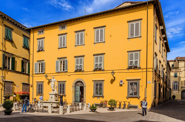 Wall Mural - lucca, italy. fountain of the naiad (1842) in piazza san salvatore