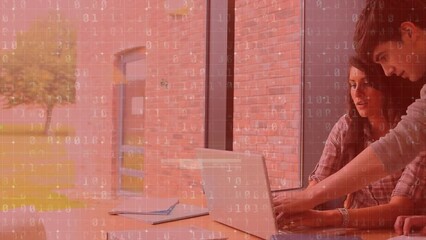 Poster - Animation of data processing over caucasian business people in office