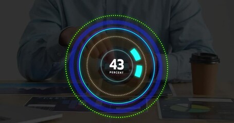 Poster - Animation of scope scanning over caucasian businessman using smartphone