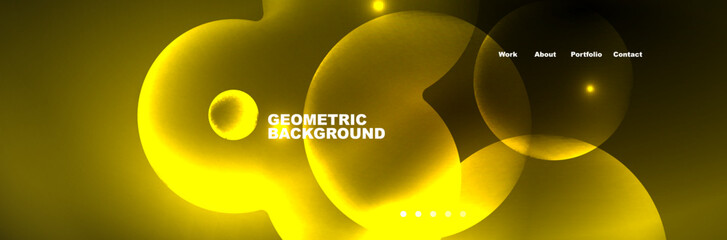 Aufkleber - Neon glowing bubbles, circles magic energy space light concept, abstract background wallpaper design