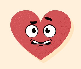 Wall Mural - embarrassed heart icon. reaction for instant messengers. thoughtfulness and uncertainty. poster or b