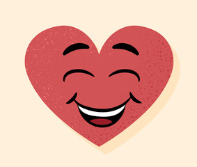 Wall Mural - happy heart icon. charming character smiles and laughs. happiness, positivity and optimism. sticker 
