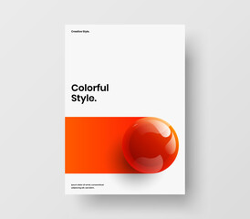 Wall Mural - creative flyer vector design template. colorful realistic spheres magazine cover illustration.