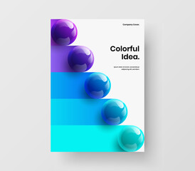 Wall Mural - Minimalistic 3D spheres brochure layout. Colorful company identity A4 vector design template.