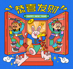 Sticker - Cute CNY door gods illustration