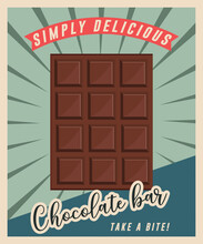 Retro Chocolate Bar Poster Advertisement Vector Template