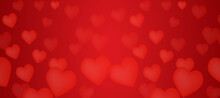 Abstract Red Heart Background For Valentine And Christmas.