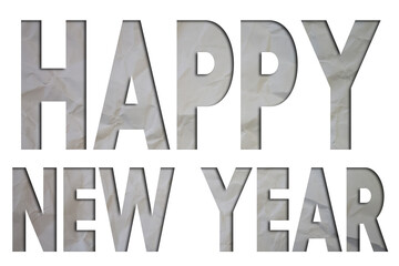 Poster - Happy New Year text with Torn, Crumpled White Paper on colored background.