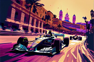 Monaco Formula 1 Illustration