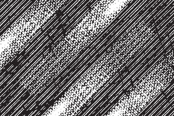 Sticker - White and black diagonal stripe line texture with distressed grunge detailed background