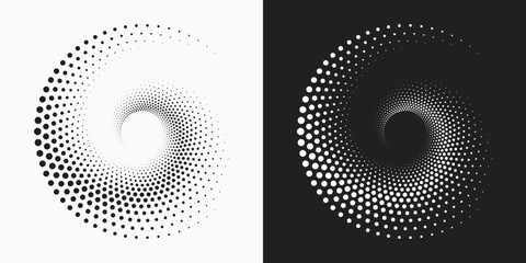 Fototapete - Circle halftone spiral backdrop set. Dotted abstract concentric circle. spiral, swirl, twirl element. Circular and radial dots helix. Design element for multipurpose use.	