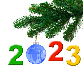 Wall Mural - Christmas tree and 2023