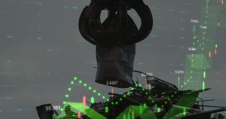 Poster - Animation of financial graphs and data over junkyard