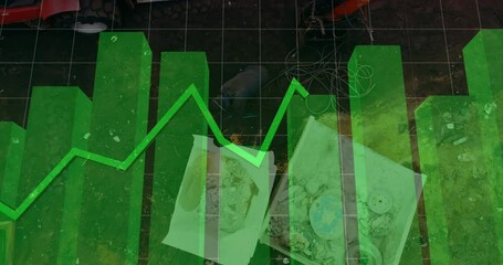 Poster - Animation of financial graphs and data over warehouse with trash