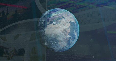 Poster - Animation of diverse data on screens and globe