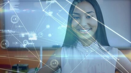 Poster - Animation of network of connections with data processing over biracial female student