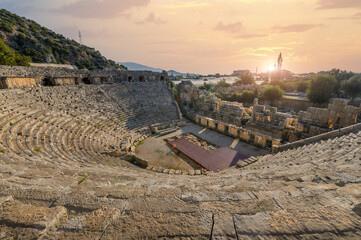 Wall Mural - Ruins of the ancient city of Myra in Demre, Turkey. Ancient tombs and amphitheater.	
