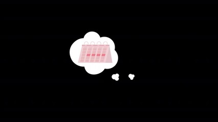 Poster - Animated menstrual planner element. Flat cartoon style HD video footage. Period reminder. Menstruation calendar color illustration on black background with alpha channel transparency for animation