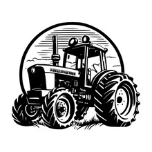 Tractor Logo Illustration, Emblem Design.