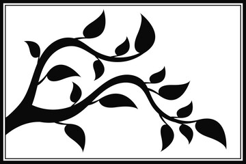 Wall Mural - tree branch with leaves. abstract vector twig isolated. botanical illustration.