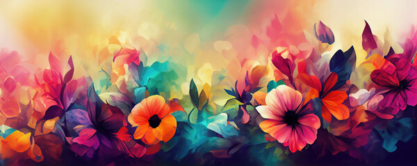 Wall Mural - Beautiful abstract colorful flower design (Generative AI)